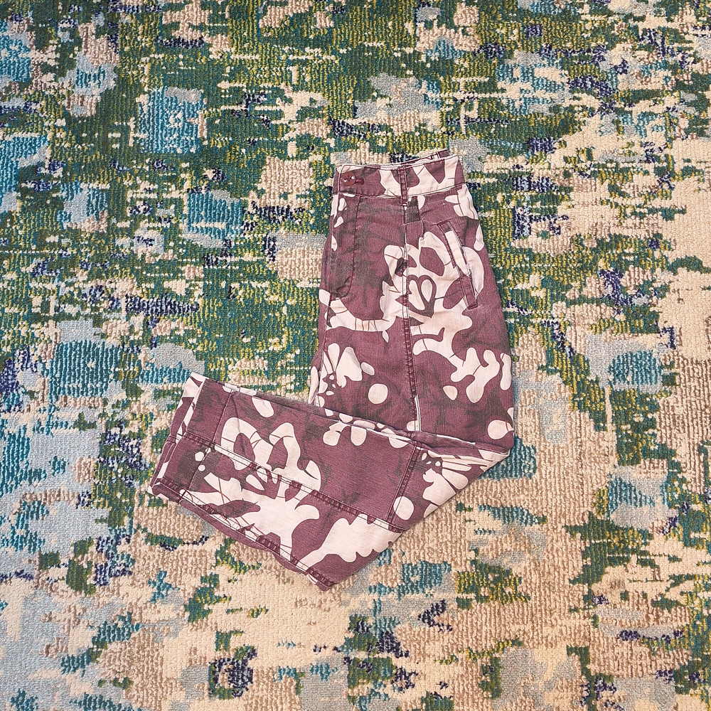 Anthropologie Purple and White Patterned Pants